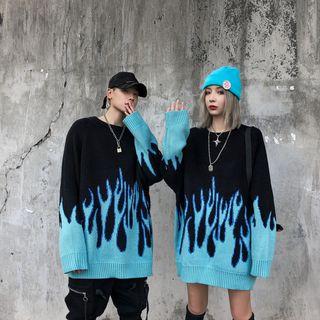 Couple Matching Flame Jacquard Sweater
