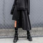 Grommet Asymmetrical A-line Midi Skirt Black - One Size