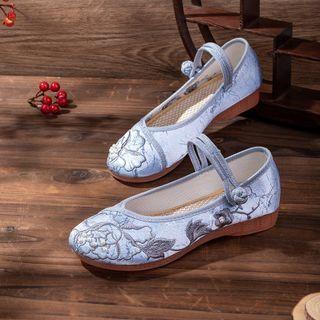Floral Embroidered Hanfu Mary Jane Shoes