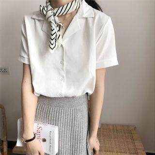 Short-sleeve Lapel Collar Chiffon Shirt