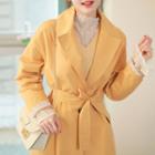 Single-button Trench Coat With Sash Yellow - One Size