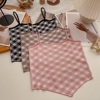 Argyle Asymmetrical Knit Camisole Top