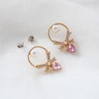 Rhinestone Heart Ribbon Earring 1 Pair - As Shown In Figure - One Size