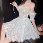 Off-shoulder Lace Mini Corset Dress