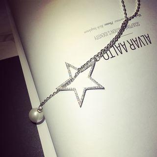 Rhinestone Faux-pearl Pendant Necklace