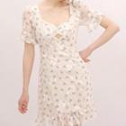 Short-sleeve Floral Top / Mini Sheath Dress