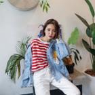 Frey-trim Pocket-detail Denim Jacket