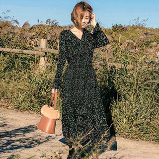 Gathered-waist Polka-dot Maxi Dress