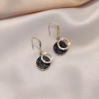 Rhinestone Hoop & Disc Dangle Earring 1 Pair - E1984 - Black - One Size