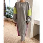 Drop-shoulder Contrast-trim Pullover Dress