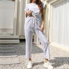 Set: Short-sleeve T-shirt + Straight Leg Sweatpants