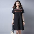 Embroidered Linen Short-sleeve T-shirt Dress