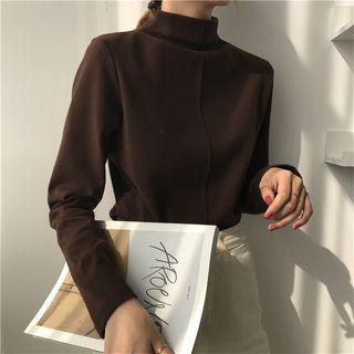 Plain Mock Turtleneck Long-sleeve T-shirt