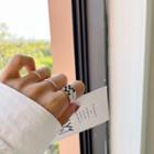 Checker Print Open Ring K845 - Ring - Silver - One Size