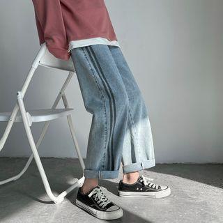 Stripe Detail Straight Leg Jeans
