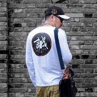 Chinese Character Print Long-sleeve T-shirt
