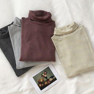 Long-sleeve Turtlenck Striped T-shirt