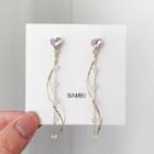 Faux Crystal Heart Swirl Fringed Earring 1 Pair - As Shown In Figure - One Size