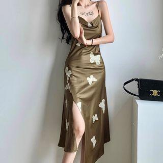 Sleeveless Butterfly Print Sheath Dress