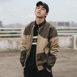 Shirred Sleeve Panel Bomber Jacket