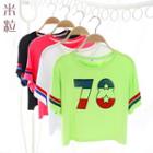 Number Print Short Sleeve Cropped T-shirt