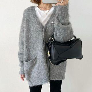 Lettering Cardigan Gray - One Size