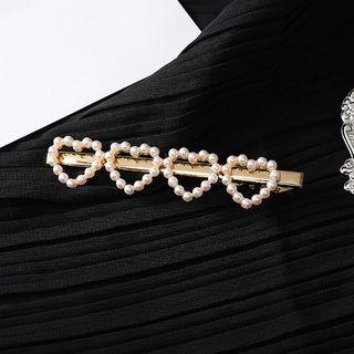 Heart Faux Pearl Hair Clip F038 - 4 Pcs - Love Heart -