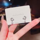 Moon & Star Rhinestone Asymmetrical Alloy Dangle Earring E4306 - Silver - One Size
