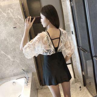 V-neck Short-sleeve Swim Dress