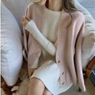Long-sleeve Mini Knit Dress / Button Cardigan