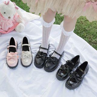 Bow Accent Platform Mary Jane Shoes