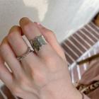 Set Of 2 : Chained Ring + Irregular Alloy Ring Set Of 2 - Silver - One Size