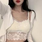 Lace Cropped Camisole Top 1630 - Camisole Top - White - One Size