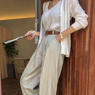 Lightweight Knit Cardigan & Vest Set