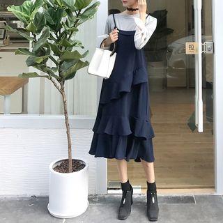 Plain Ruffle Spaghetti Strap Dress