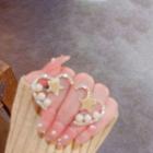 Heart Star Faux Pearl Alloy Earring 1 Pair - E1724 - Gold - One Size