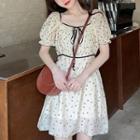Floral Print Blouse / Short-sleeve Mini Dress