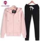 Set: Plain Hooded Jacket + Drawstring Jogger Pants