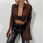 Flared-cuff Cutout Shirt