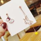 Non-matching Unicorn & Rainbow Dangle Earring As Shown In Figure - One Size
