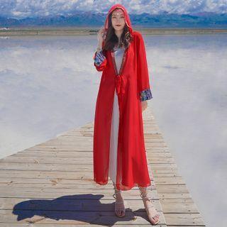 Hood Chiffon Light Jacket Red - One Size