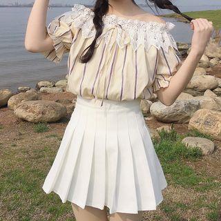 Off-shoulder Striped Blouse Blouse - One Size