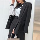 Bow-neck Contrast-trim Blouse