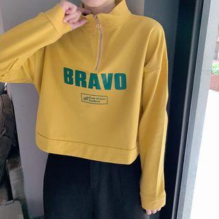 Long-sleeve Cropped Half-zip Top