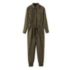 Pocket Detail Long-sleeve Cropped Jumpsuit