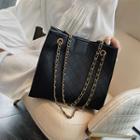 Faux Leather Chain Strap Tote Bag