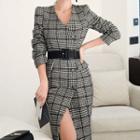 Long-sleeve Plaid Coat Dress