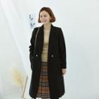 Faux-pearl Wool Blend Coat With Sash