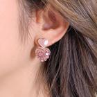 Heart Glaze Rhinestone Alloy Earring Am2052 - 1 Pair - Pink - One Size