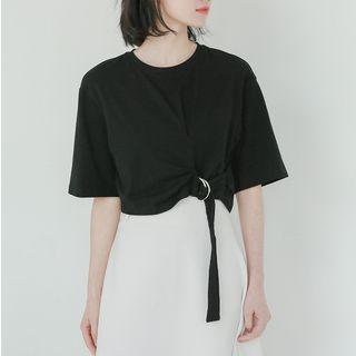 Cropped Plain Short Sleeve T-shirt
